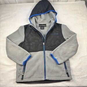 Free Country Youth Boys Hooded Fleece Jacket Hybrid Black‎ Gray Size Large 7/8